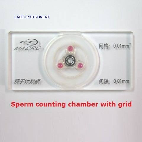 Sperm counting chamber with grid